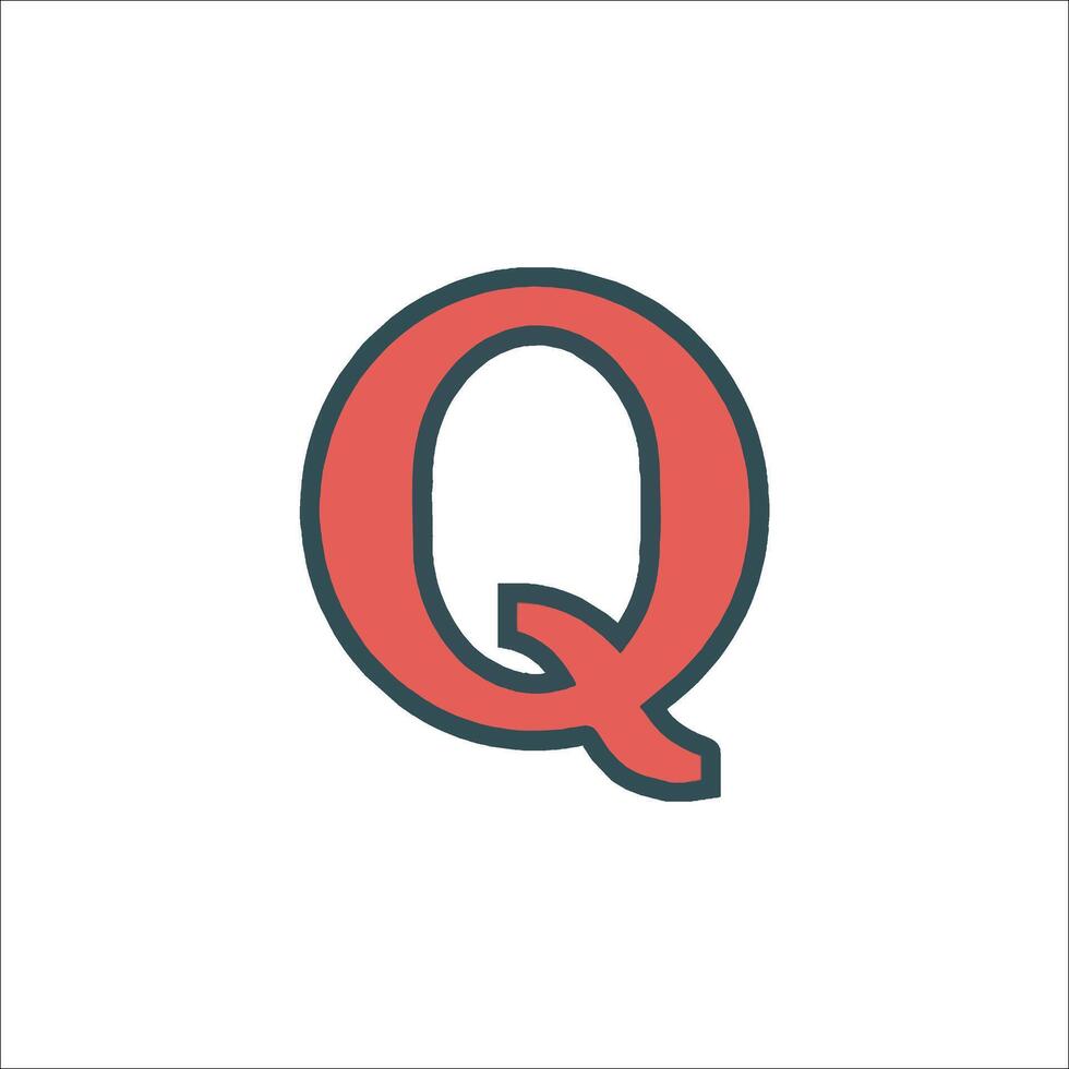 The letter q in a flat style vector