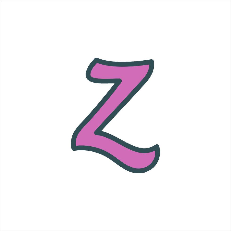 The letter z is shown in a pink and black font vector
