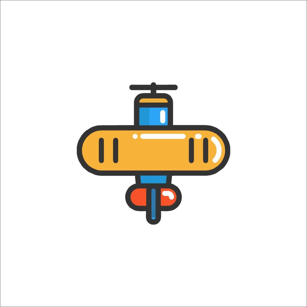 A cartoon submarine icon on a white background vector