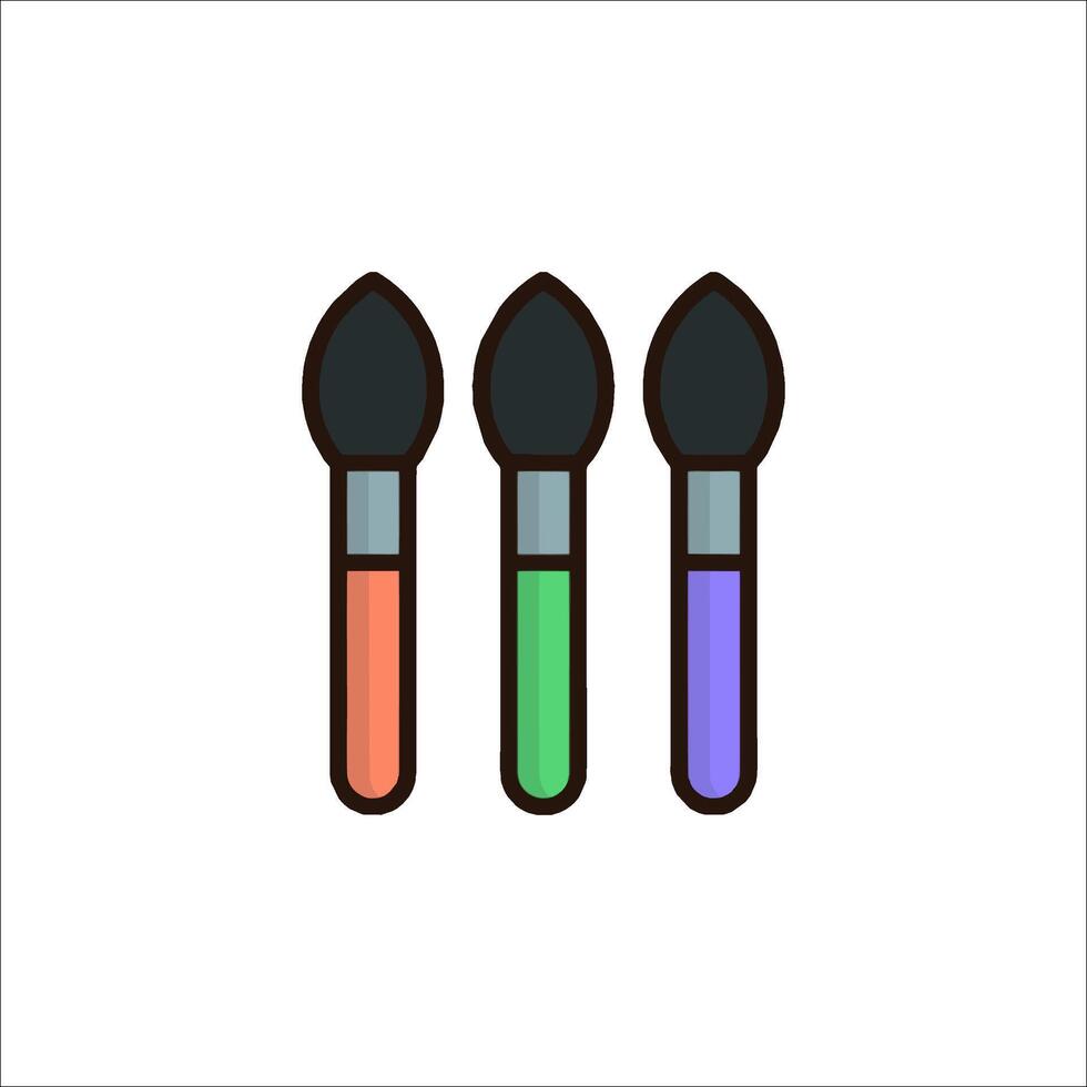 Three paint brushes on a white background vector