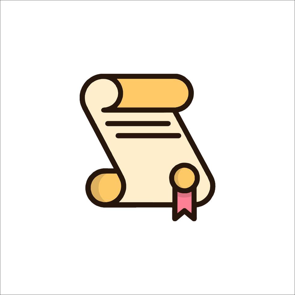 A flat icon of a scroll with a ribbon vector