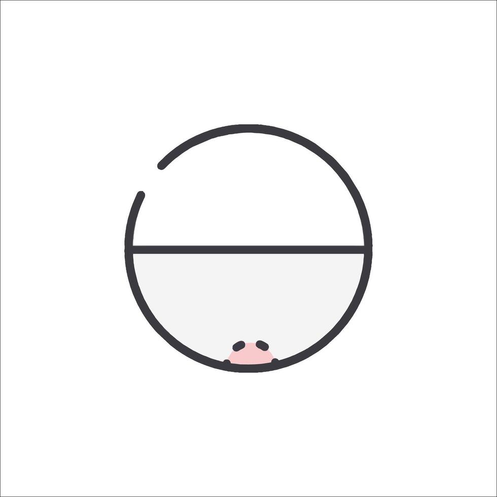 A simple line icon of a pig in a bowl vector