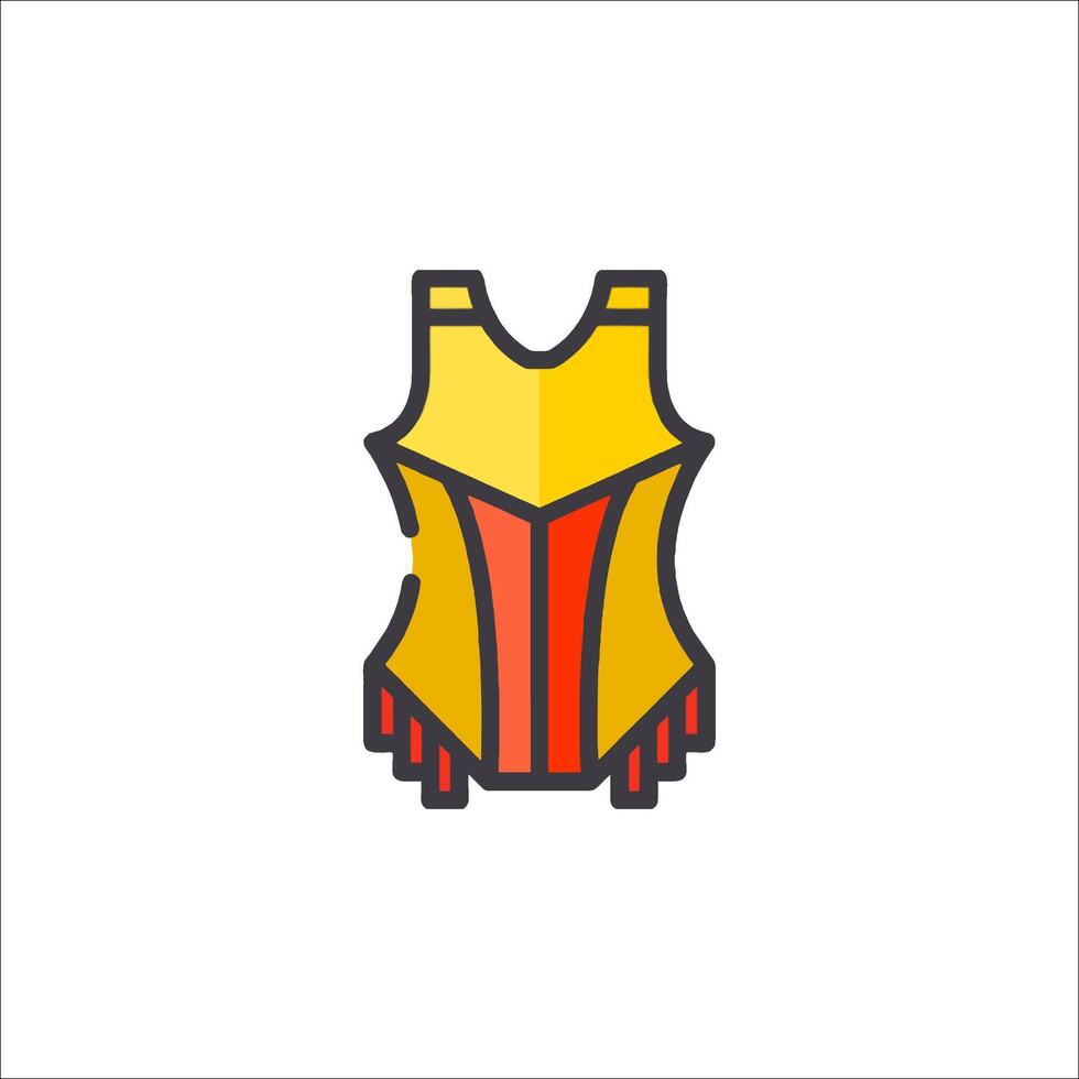 A yellow and orange dress with fringes vector