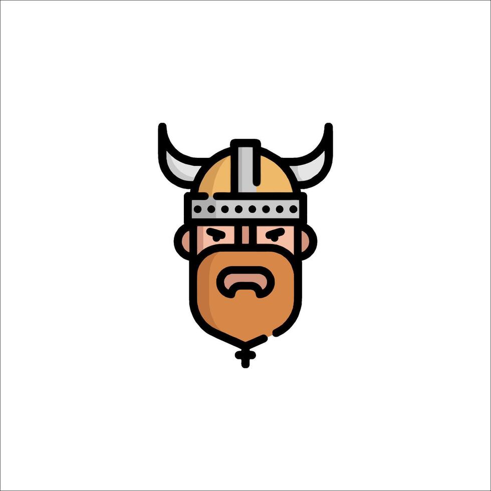 A viking head with horns and beard vector