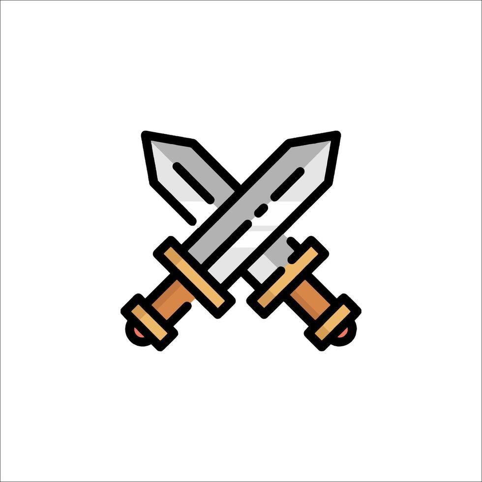 Two crossed swords icon in a flat style vector
