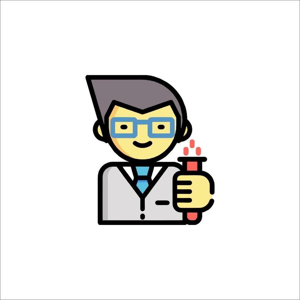 A cartoon man in a lab coat holding a test tube vector