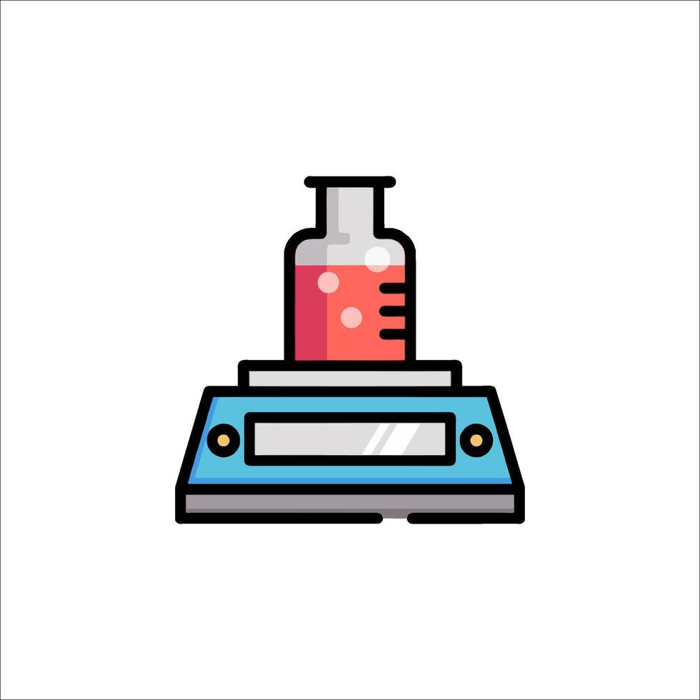 A chemical flask on a scale icon vector