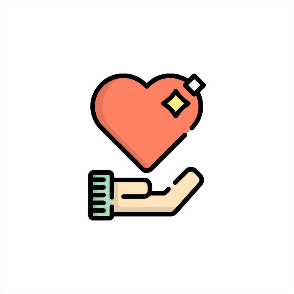 A hand holding a heart icon vector