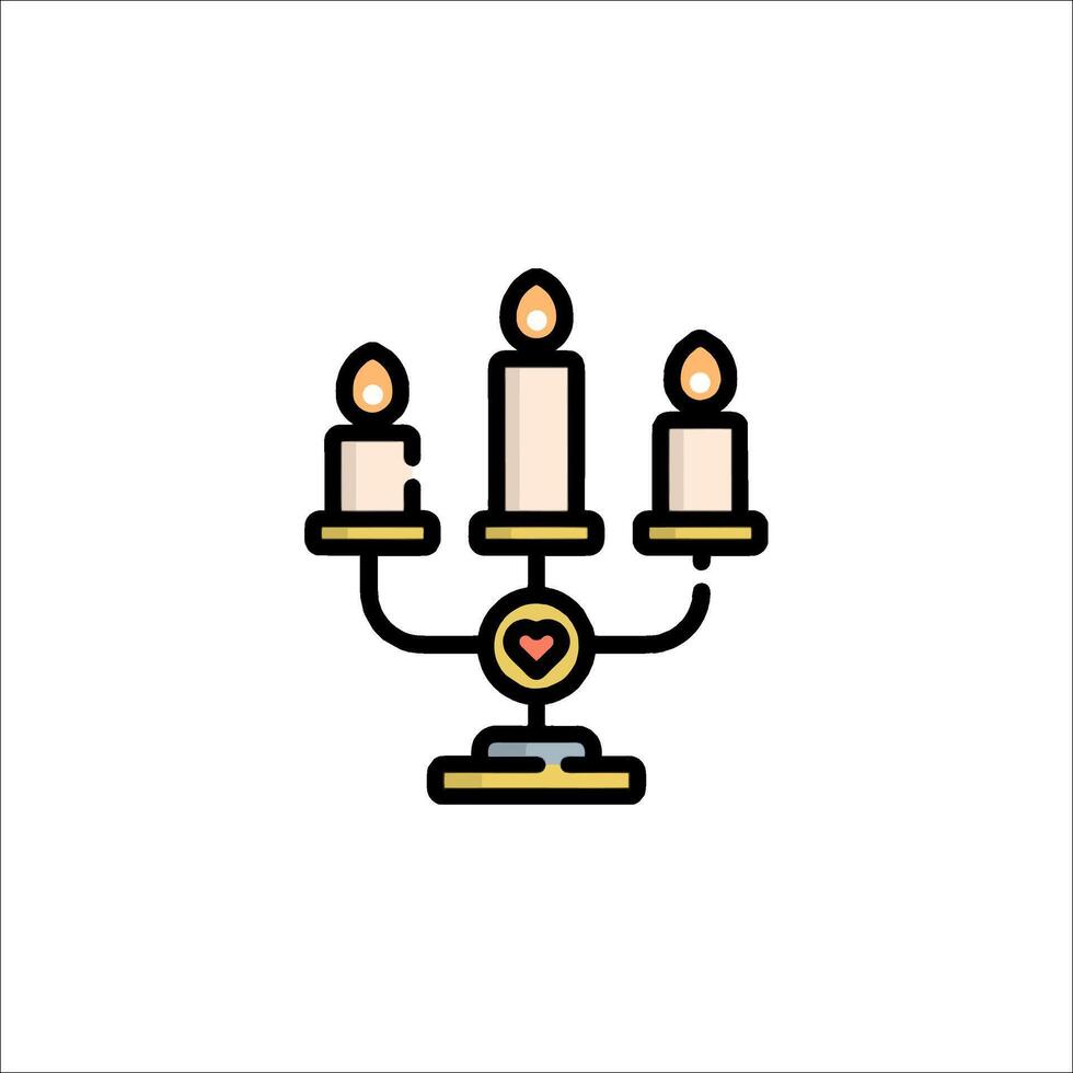 Candle icon with heart and candle on top vector