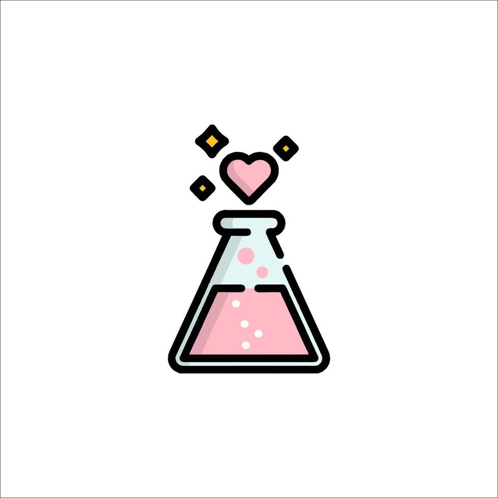 A pink heart in a laboratory flask vector