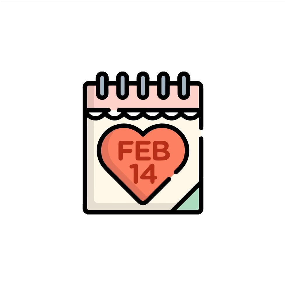 A calendar with the date february 14 and a heart vector