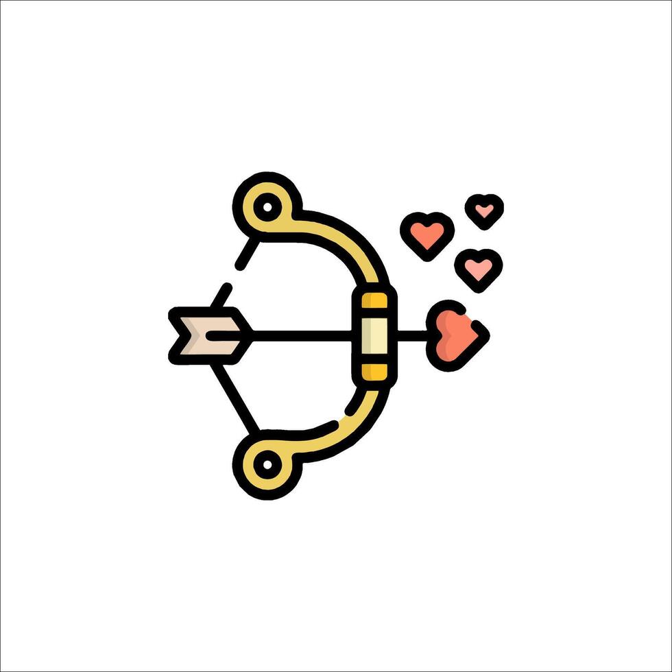 A bow and arrow icon with hearts vector
