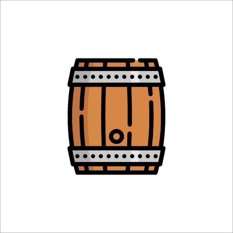 A wooden barrel icon on a white background vector