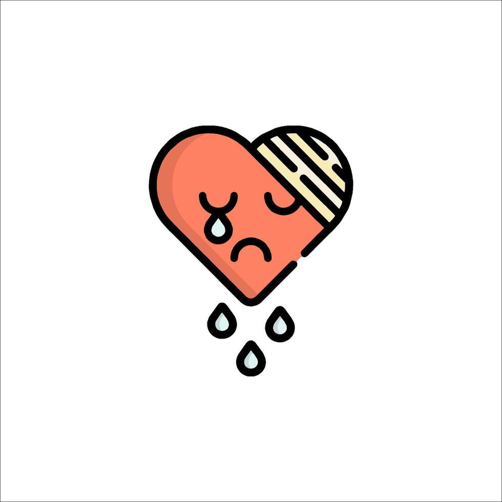 A sad heart with bandages on it vector