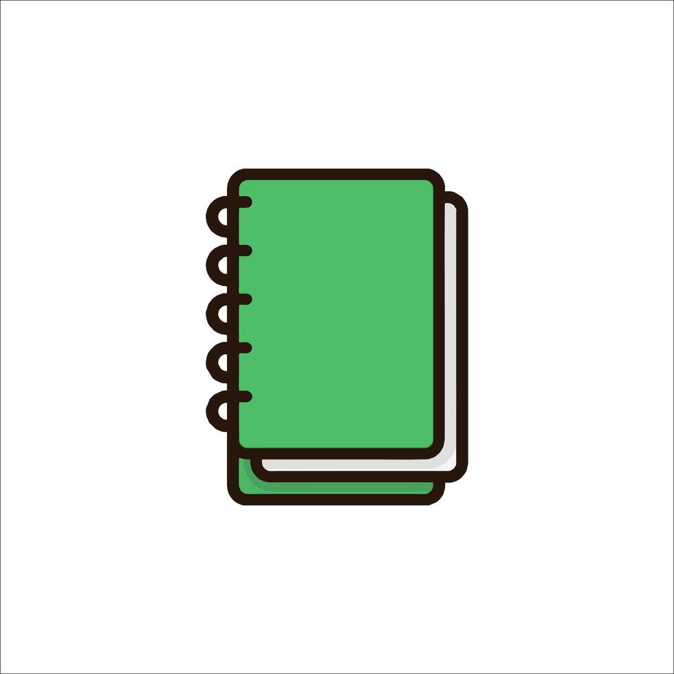 A green notebook icon on a white background vector