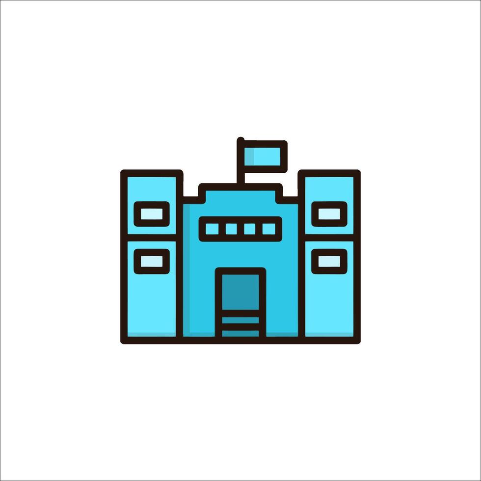 A blue building icon on a white background vector