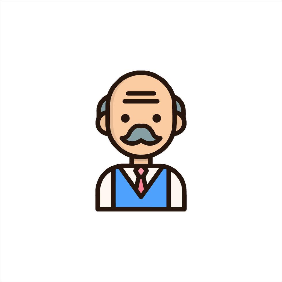 An old man with a mustache and a tie vector