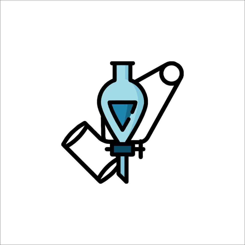 A blue and white icon of a syringe and a bottle vector
