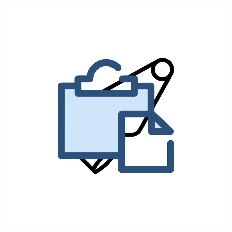 A blue icon with a folder and a pen vector