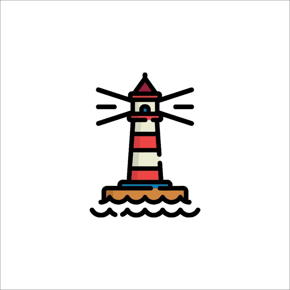 A lighthouse icon with a red and white stripe vector