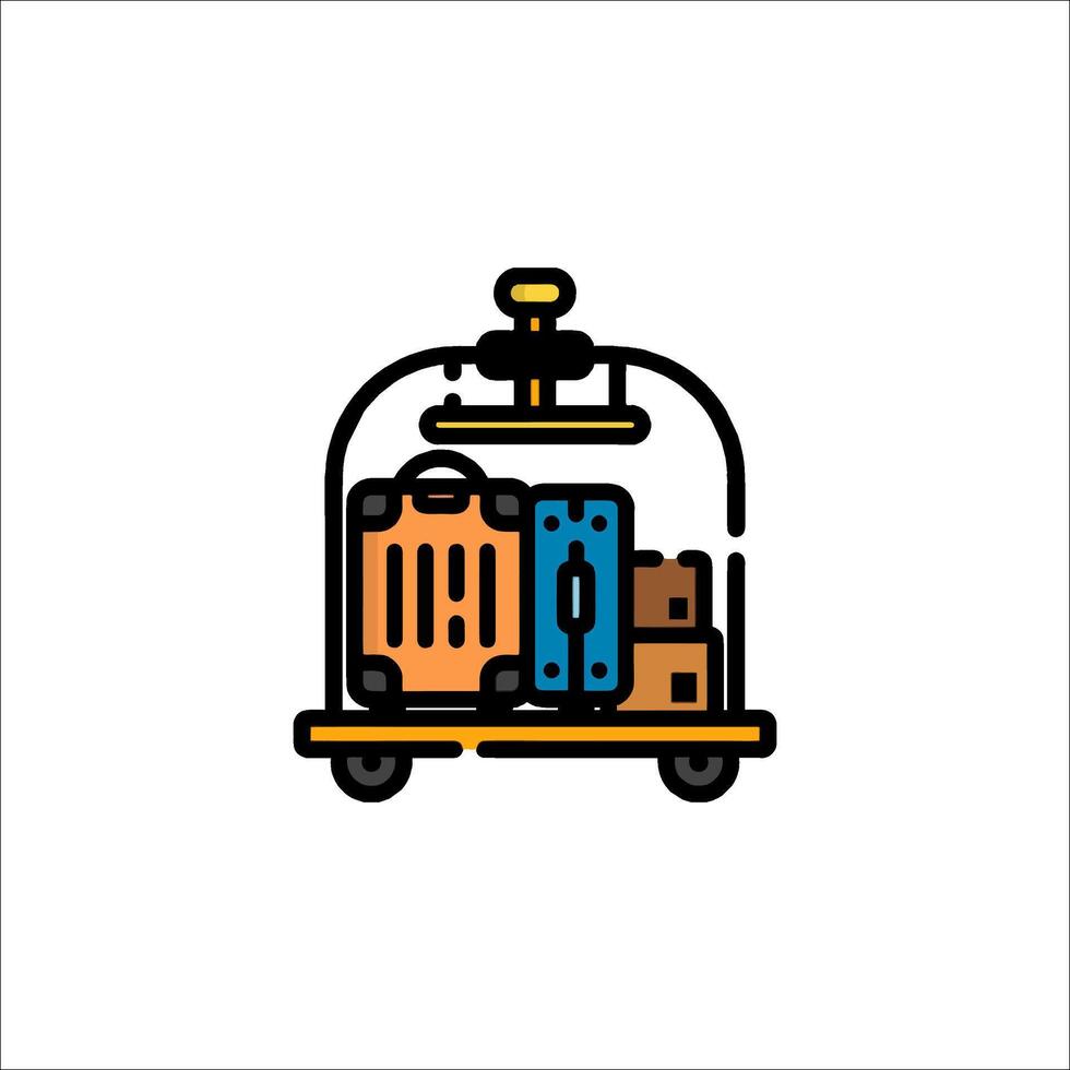 A luggage cart with luggage on it vector
