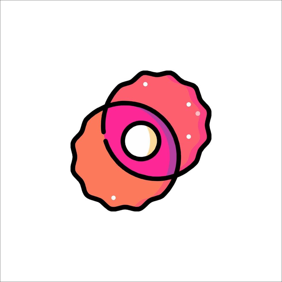 A donut icon with a pink and orange center vector