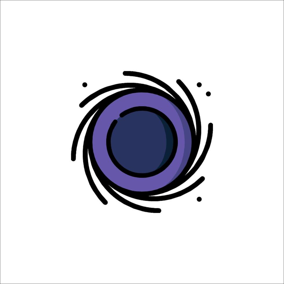 A purple and black circular logo with a black and white swirl vector