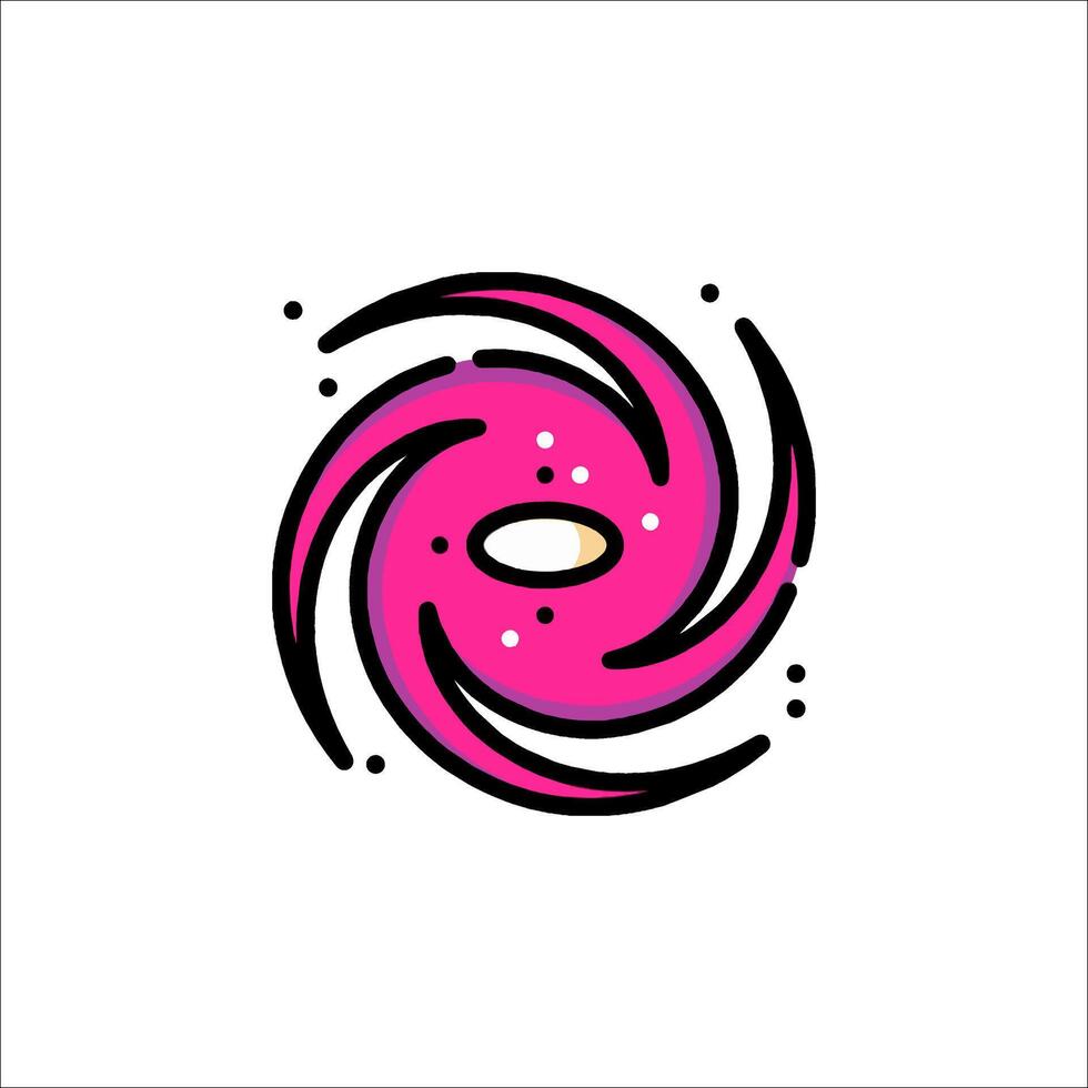 A pink swirl logo with a black and white background vector