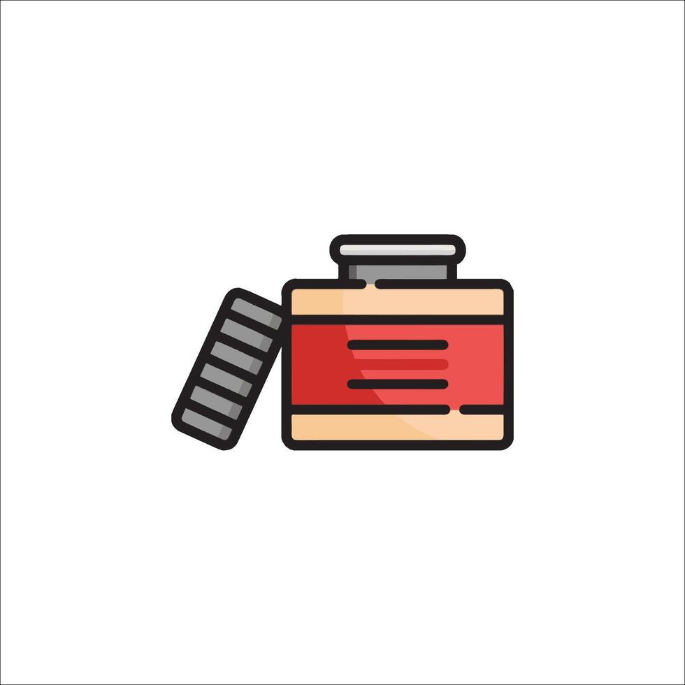 A can of paint with a brush on top vector