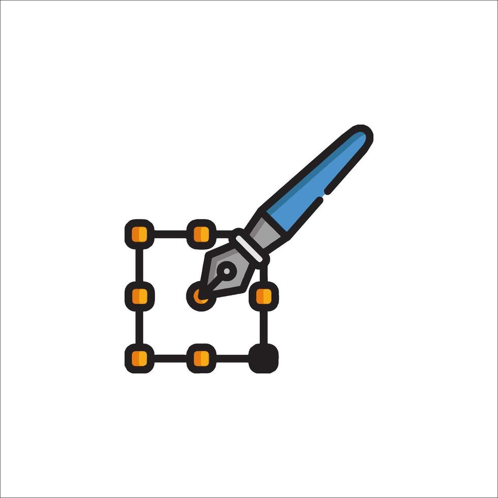 A pen and a square with dots on it vector