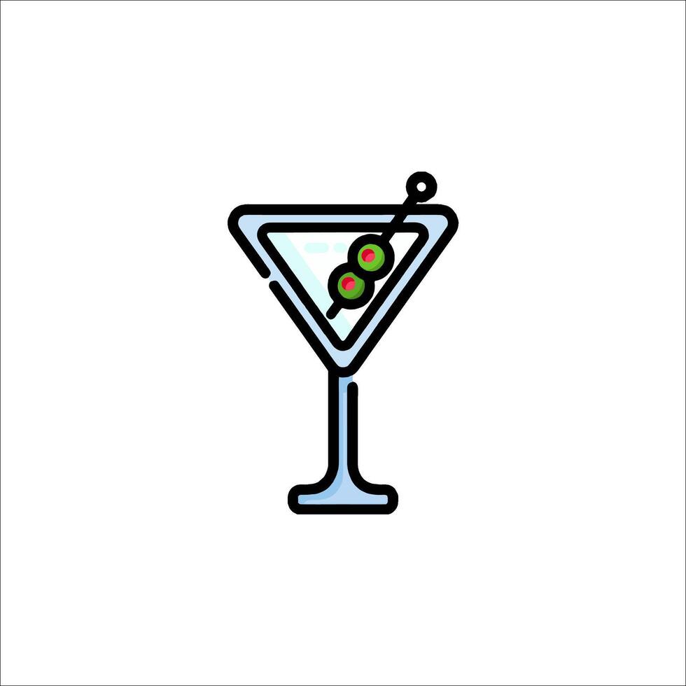 Martini icon with olives on the rim vector