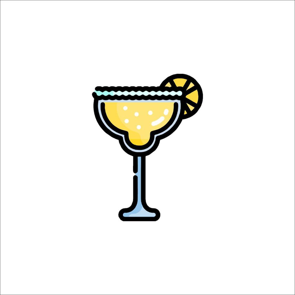 A margarita with a slice of lemon on top vector