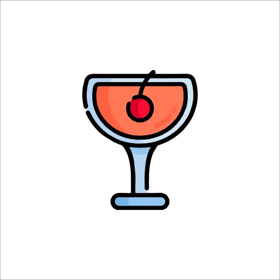 A cocktail glass with a cherry on top vector