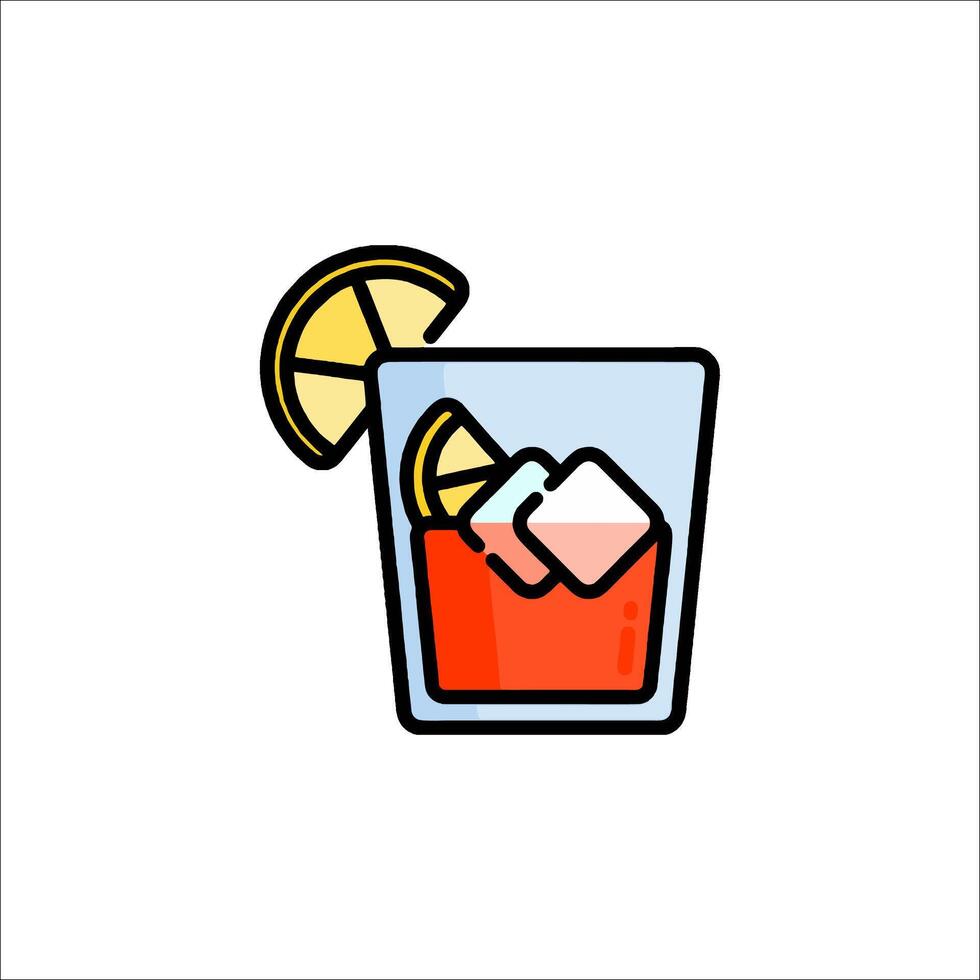 A drink with lemon and ice in a glass vector