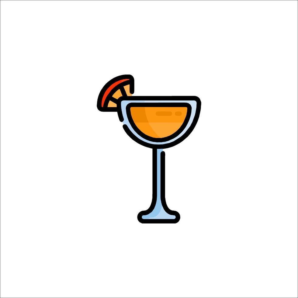 A cocktail glass with an orange slice on top vector