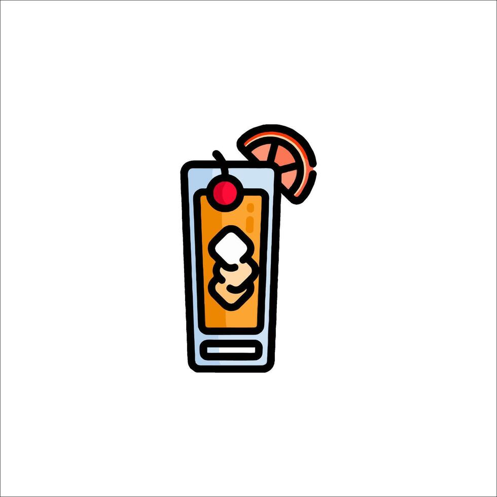 A drink with a slice of orange and a cherry on top vector