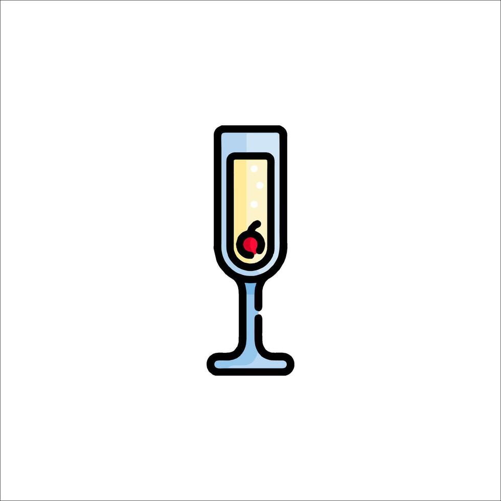 Champagne glass icon with a cherry on top vector