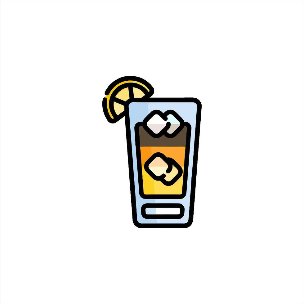 A drink with ice and lemon slice icon vector