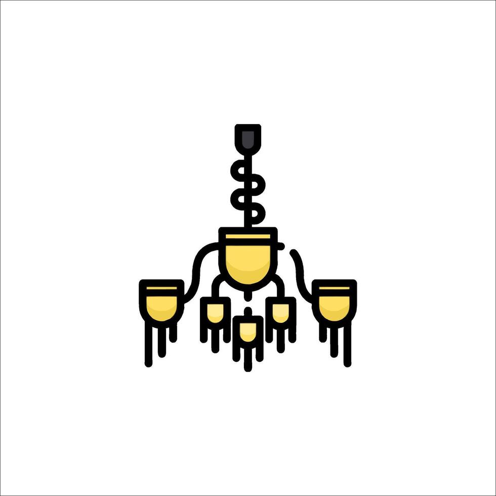 A chandelier with a yellow light bulb vector