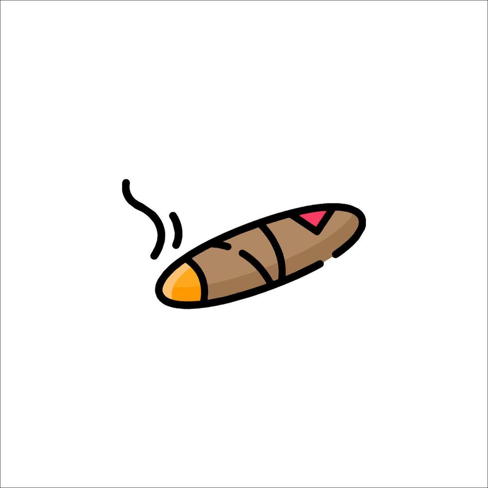 A cigar with a heart on it is shown in a simple line drawing vector
