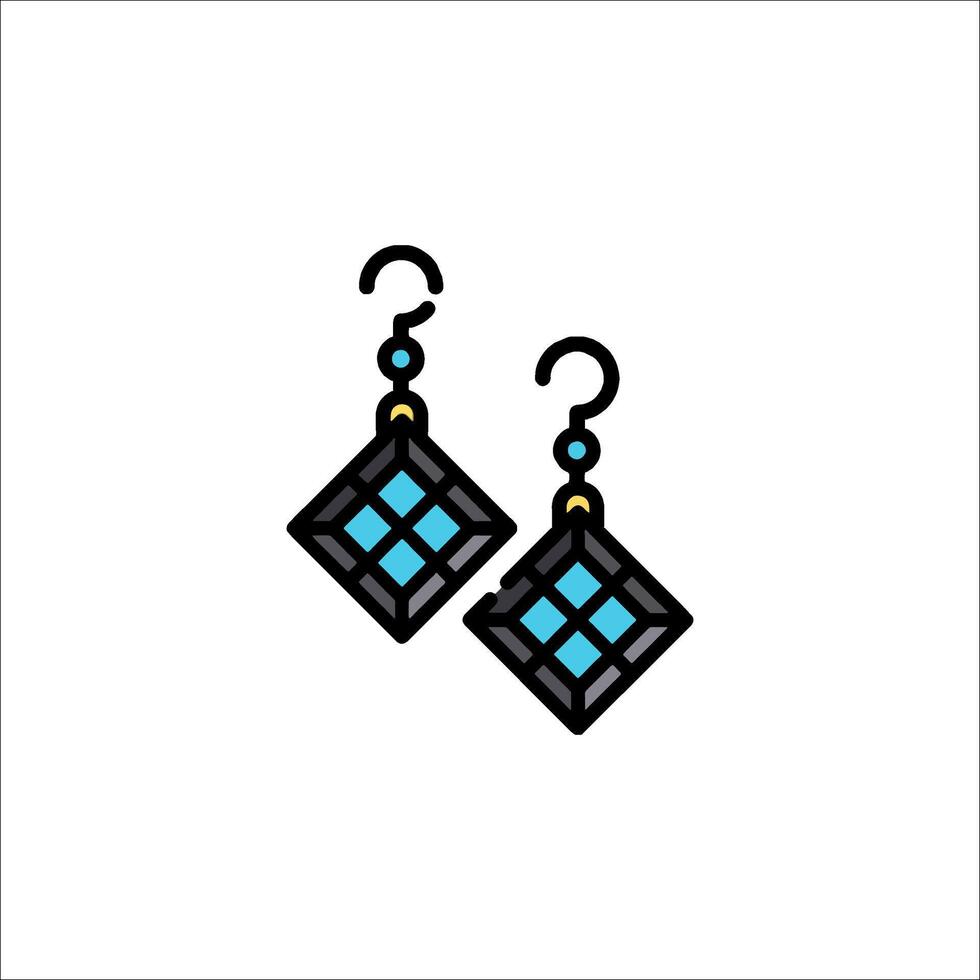 A pair of earrings with blue and black designs vector