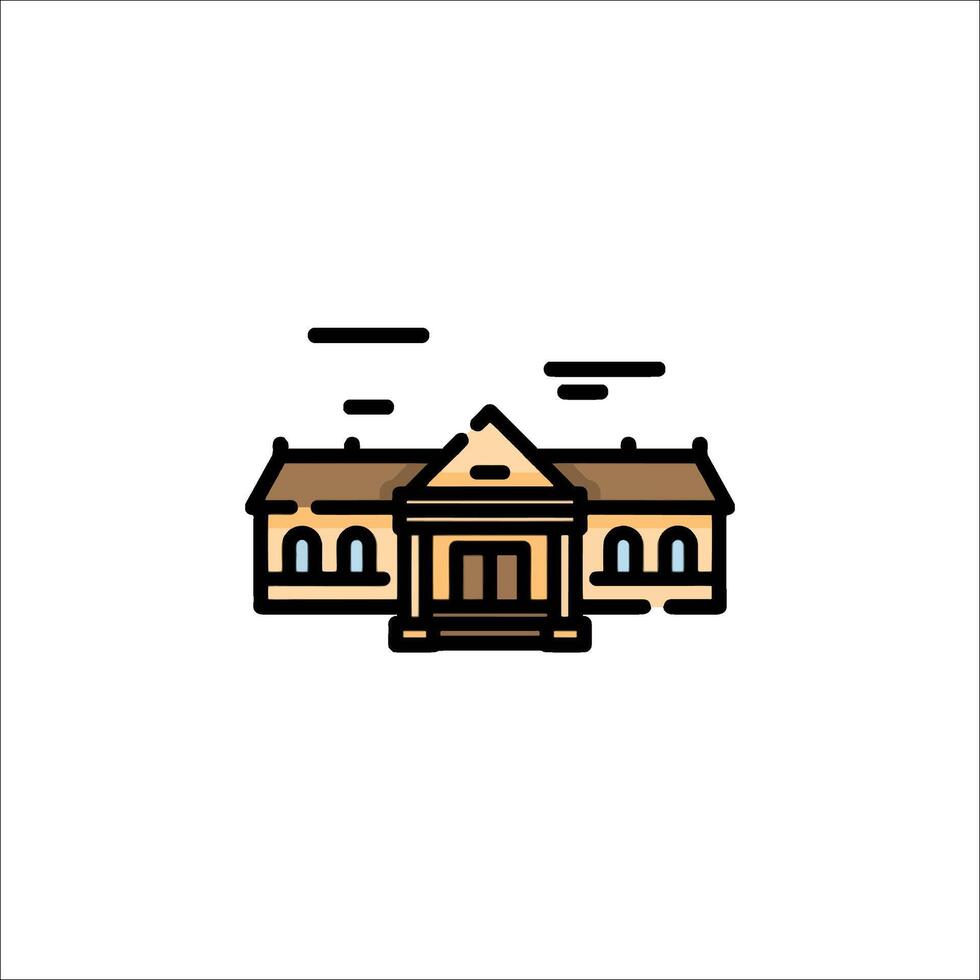 A building icon with a clock on top vector