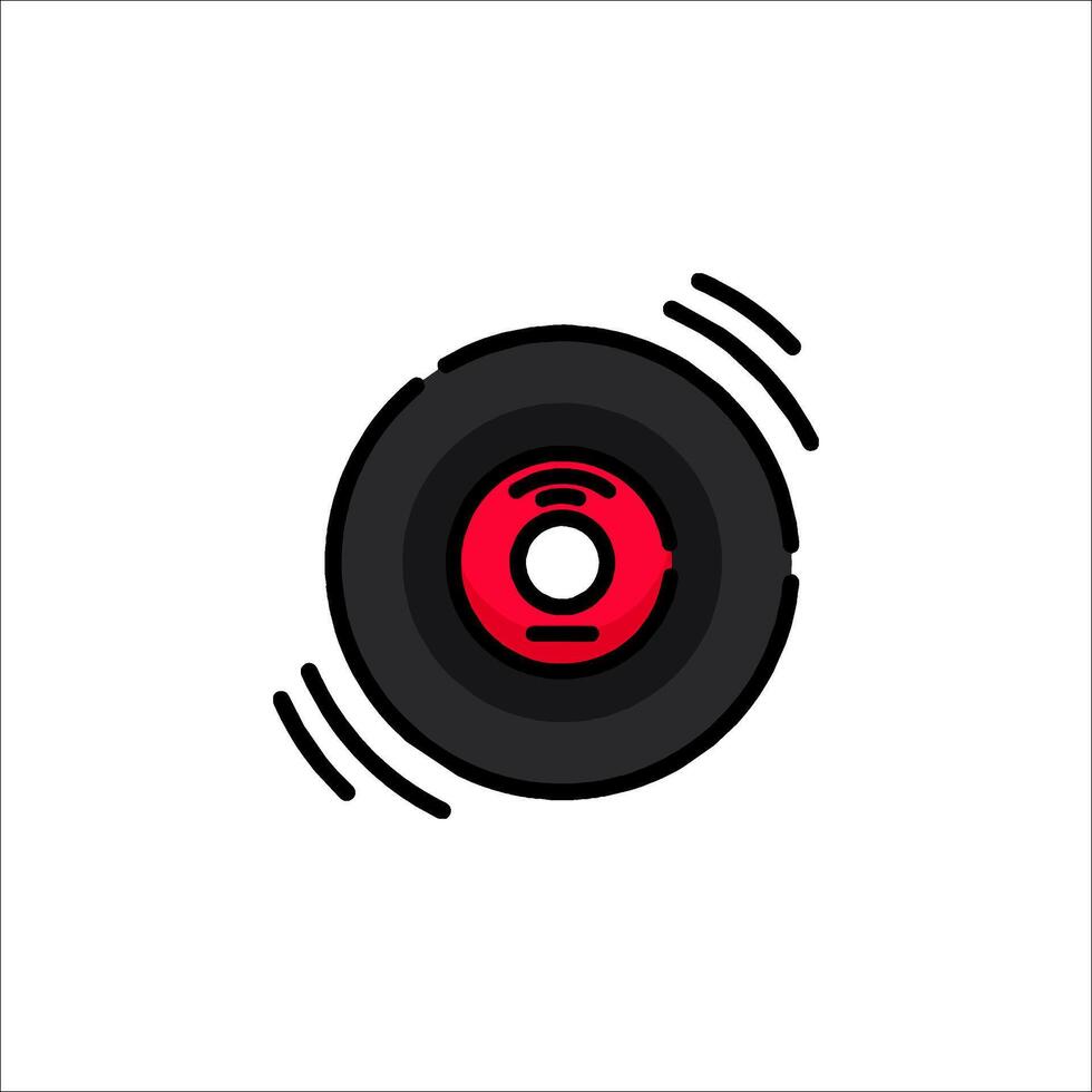 A red and black vinyl record icon on a white background vector