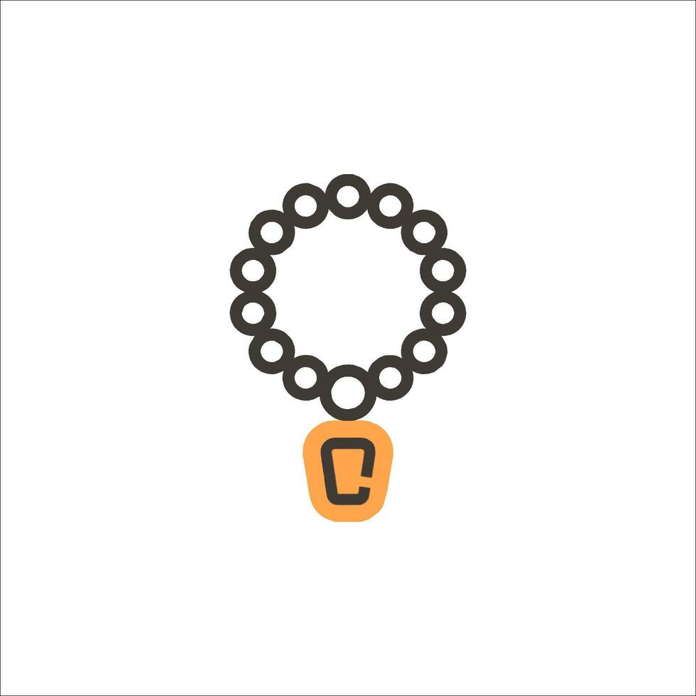 A necklace with a letter c on it vector