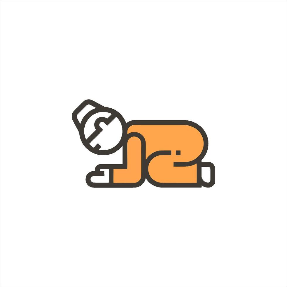 A man laying down on the ground with his head down vector