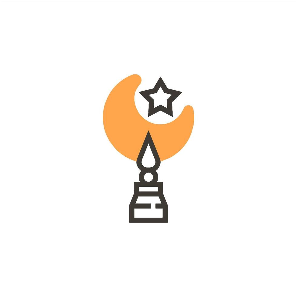 A star and moon on top of a tower vector