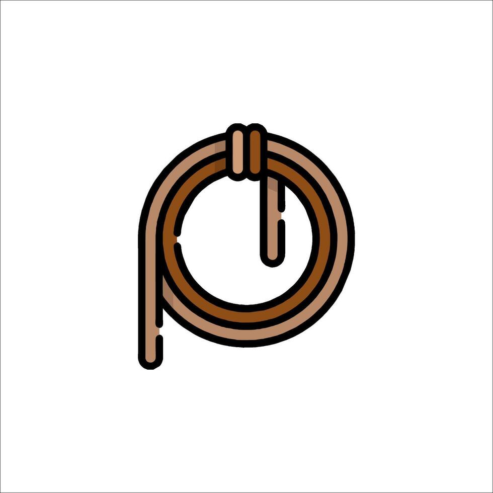 A brown rope with a knot in it vector