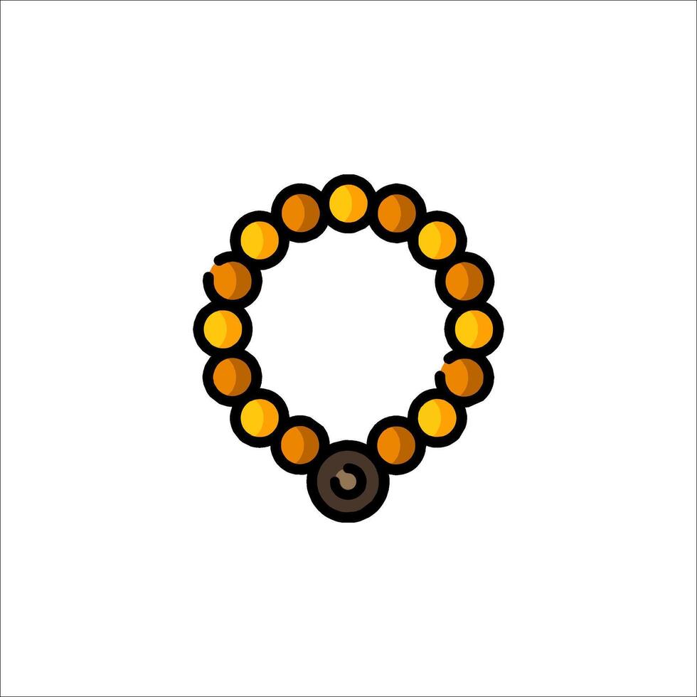 A bracelet with a black and yellow bead on it vector