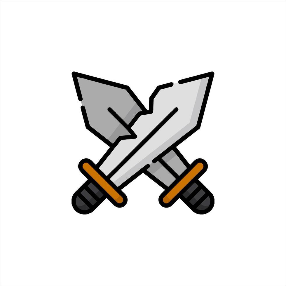Two crossed swords icon on white background vector