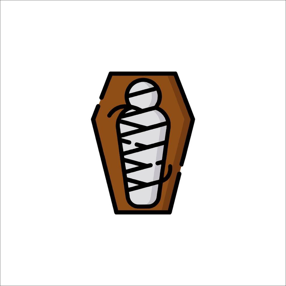 A coffin icon with a person inside vector